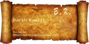 Barth Kamill névjegykártya